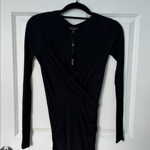 NWT Rag & Bone Holly Drape Mini Dress Black | Rag & Bone Black Dress | LBD - Picture 3 of 15